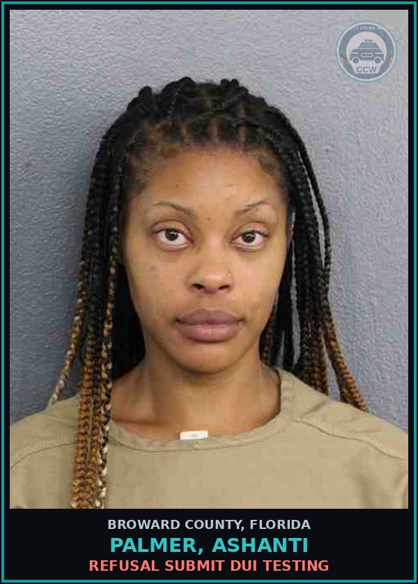 Booking mugshot of PALMER, ASHANTI in Broward County