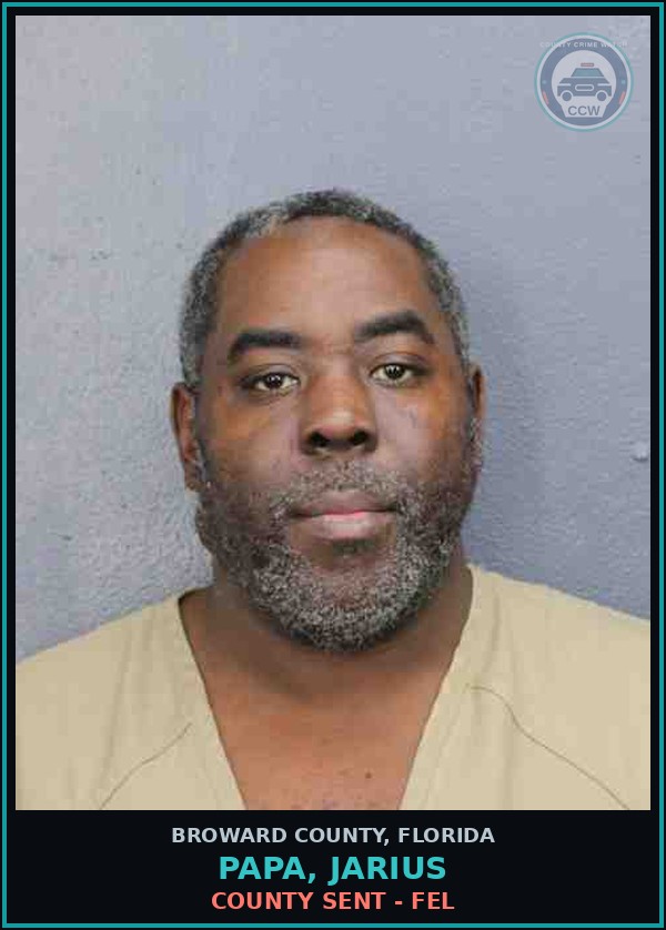 Booking mugshot of PAPA, JARIUS in Broward County