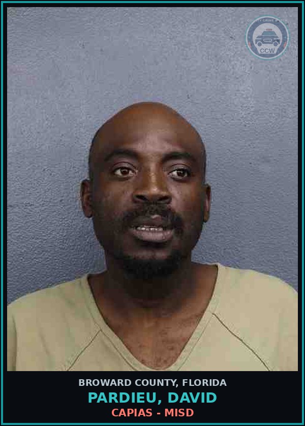 Booking mugshot of PARDIEU, DAVID in Broward County