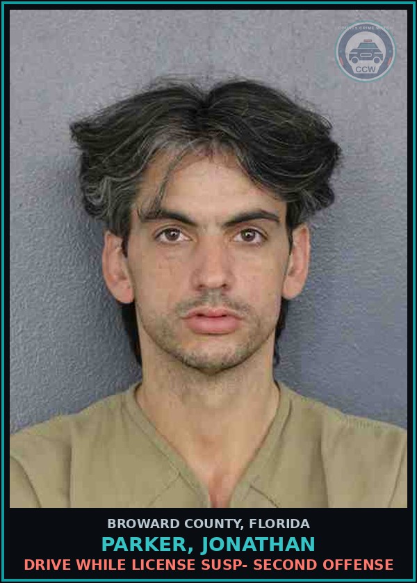 Booking mugshot of PARKER, JONATHAN in Broward County