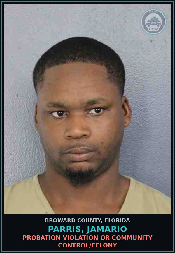 Booking mugshot of PARRIS, JAMARIO in Broward County