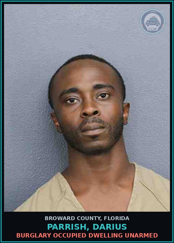 Booking mugshot of PARRISH, DARIUS in Broward County