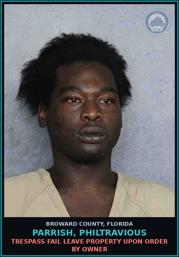 Booking mugshot of PARRISH, PHILTRAVIOUS in Broward County