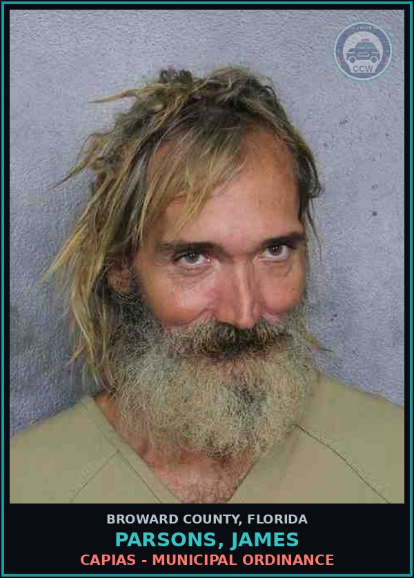 Booking mugshot of PARSONS, JAMES in Broward County