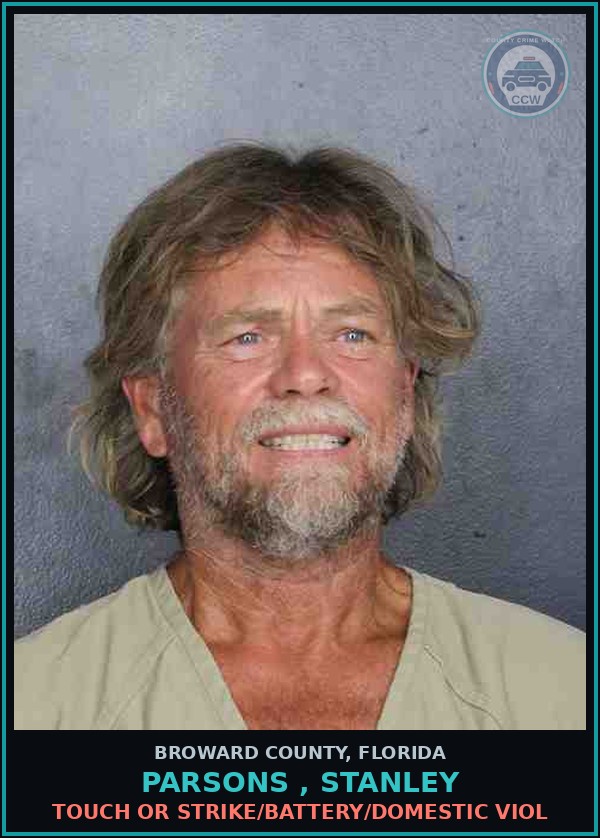 Booking mugshot of PARSONS , STANLEY in Broward County