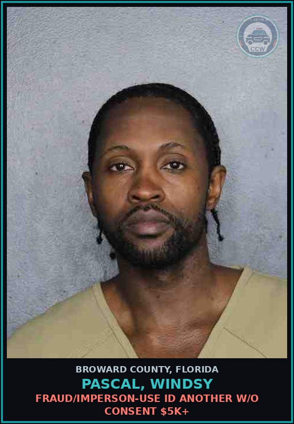 Booking mugshot of PASCAL, WINDSY in Broward County