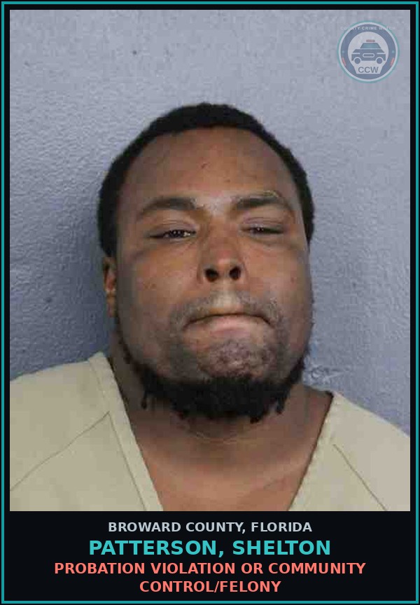 Booking mugshot of PATTERSON, SHELTON in Broward County