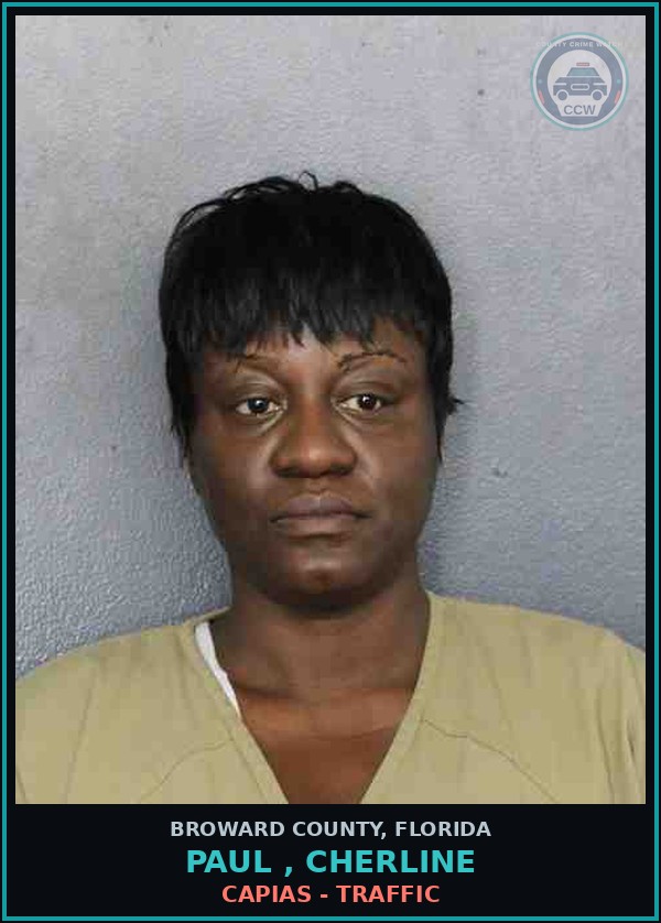 Booking mugshot of PAUL , CHERLINE in Broward County