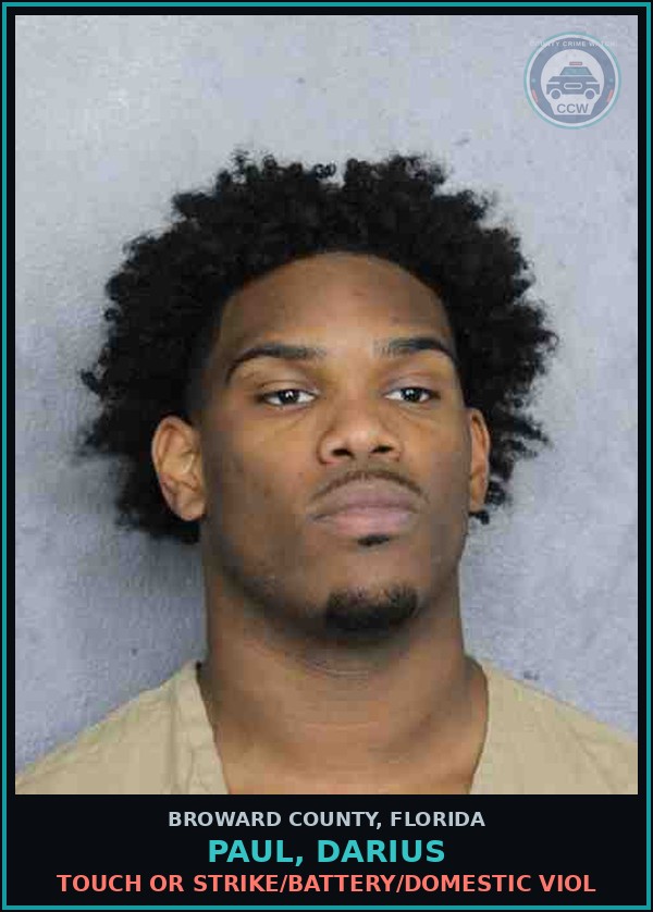 Booking mugshot of PAUL, DARIUS in Broward County