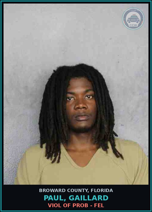 Booking mugshot of PAUL, GAILLARD in Broward County