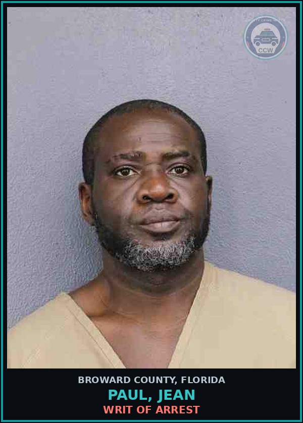 Booking mugshot of PAUL, JEAN in Broward County