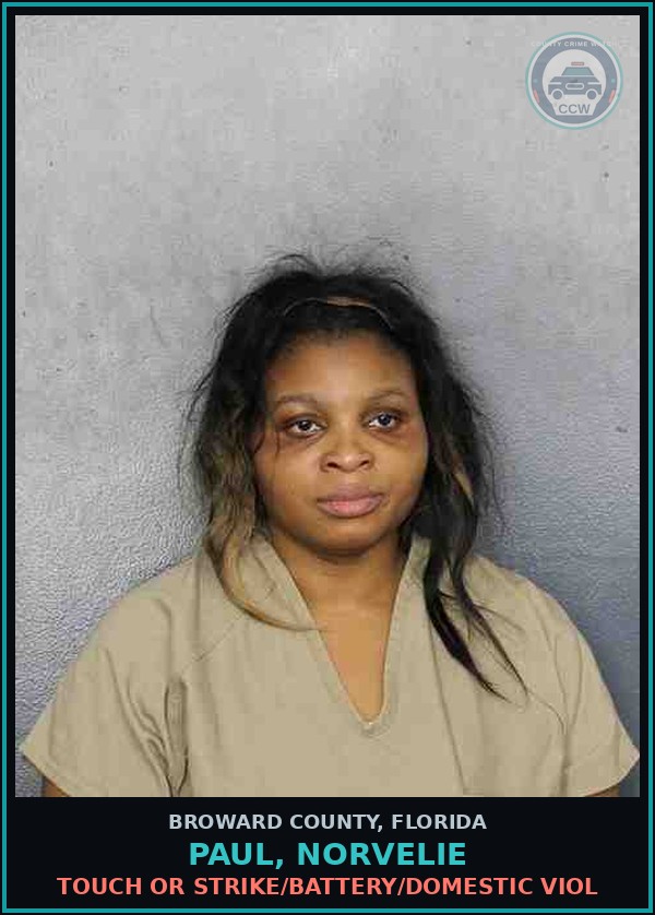 Booking mugshot of PAUL, NORVELIE in Broward County