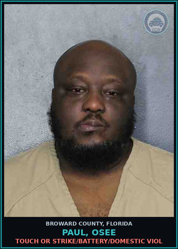 Booking mugshot of PAUL, OSEE in Broward County