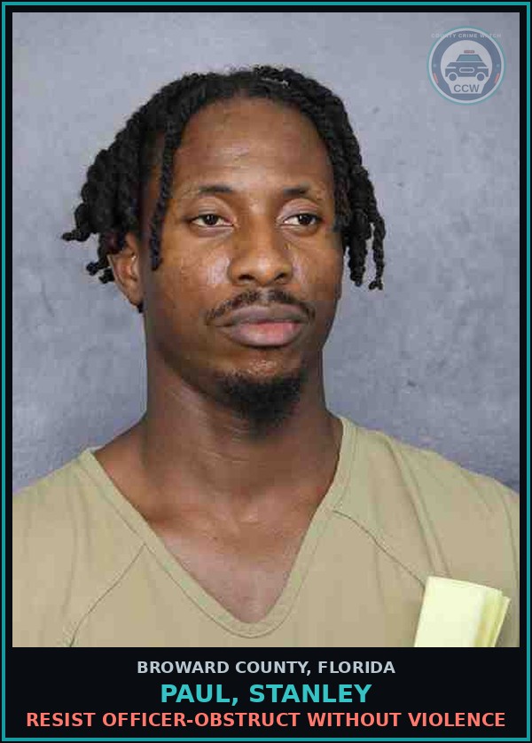 Booking mugshot of PAUL, STANLEY in Broward County