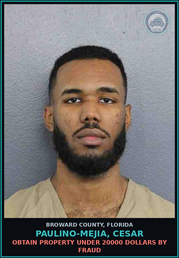 Booking mugshot of PAULINO-MEJIA, CESAR in Broward County