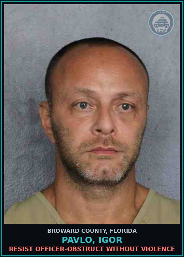 Booking mugshot of PAVLO, IGOR in Broward County