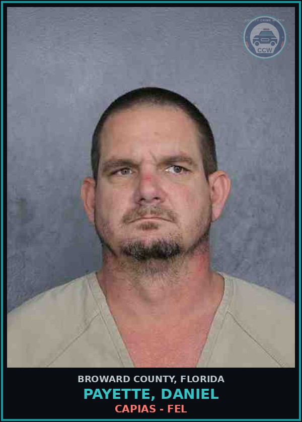 Booking mugshot of PAYETTE, DANIEL in Broward County