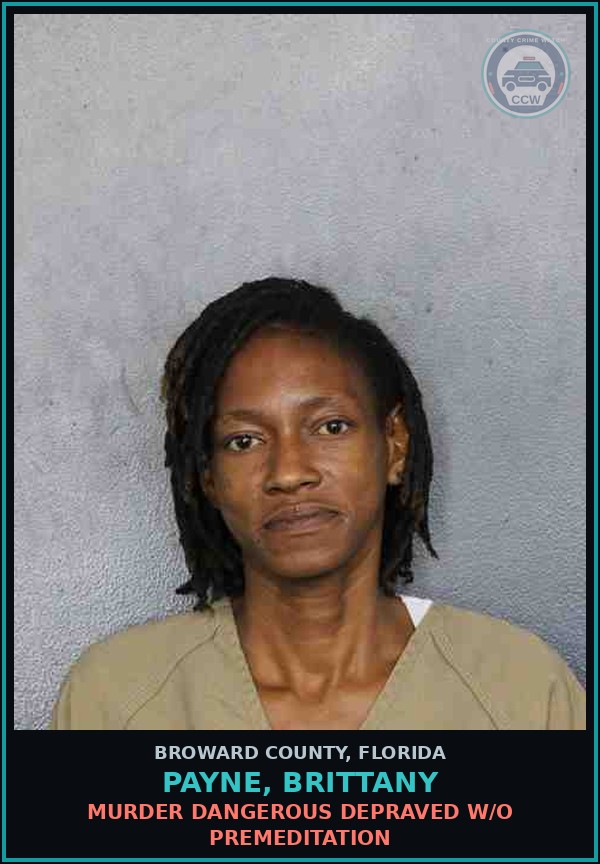 Booking mugshot of PAYNE, BRITTANY in Broward County