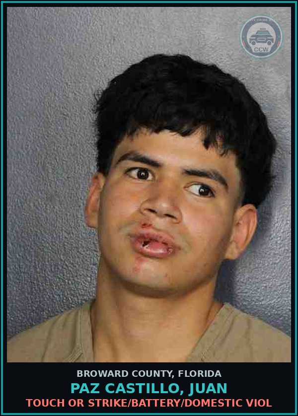 Booking mugshot of PAZ CASTILLO, JUAN in Broward County