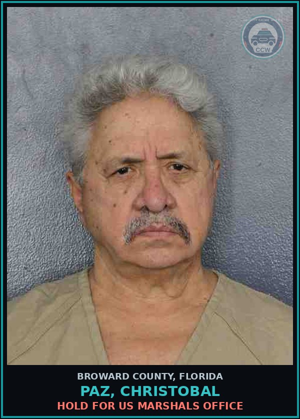 Booking mugshot of PAZ, CHRISTOBAL in Broward County