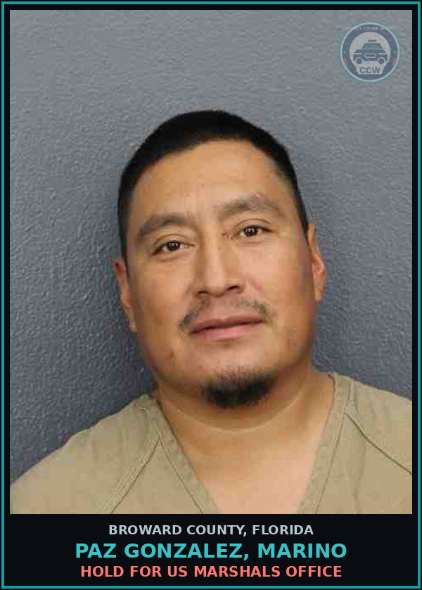 Booking mugshot of PAZ GONZALEZ, MARINO in Broward County