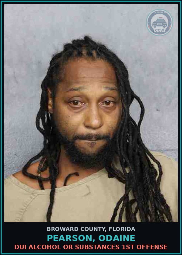 Booking mugshot of PEARSON, ODAINE in Broward County
