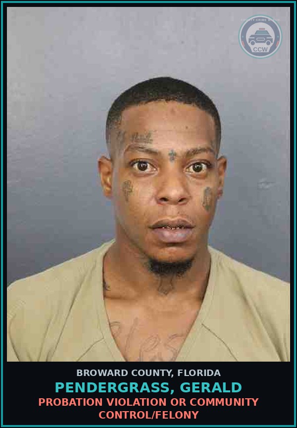 Booking mugshot of PENDERGRASS, GERALD in Broward County