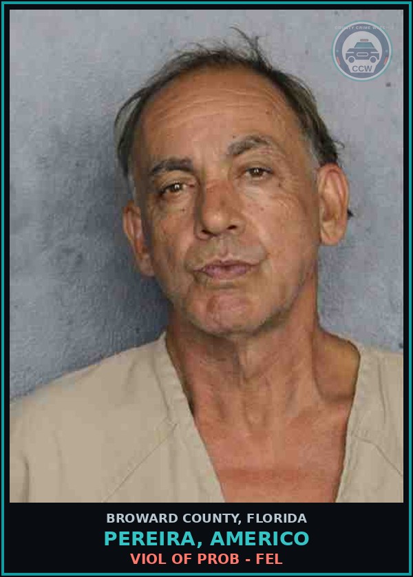 Booking mugshot of PEREIRA, AMERICO in Broward County