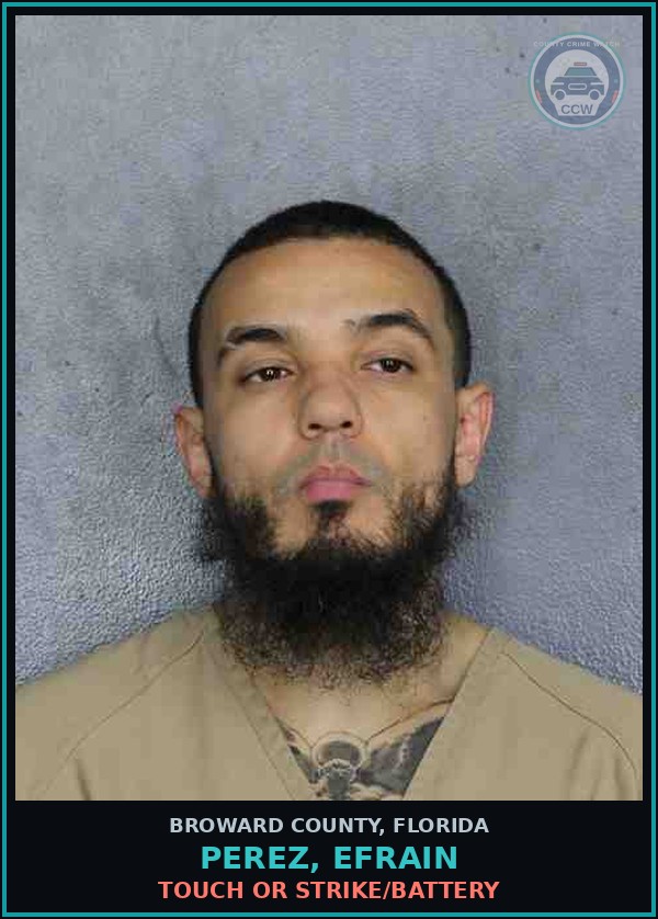 Booking mugshot of PEREZ, EFRAIN in Broward County