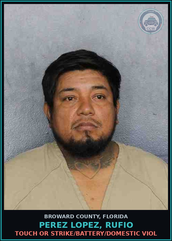 Booking mugshot of PEREZ LOPEZ, RUFIO in Broward County