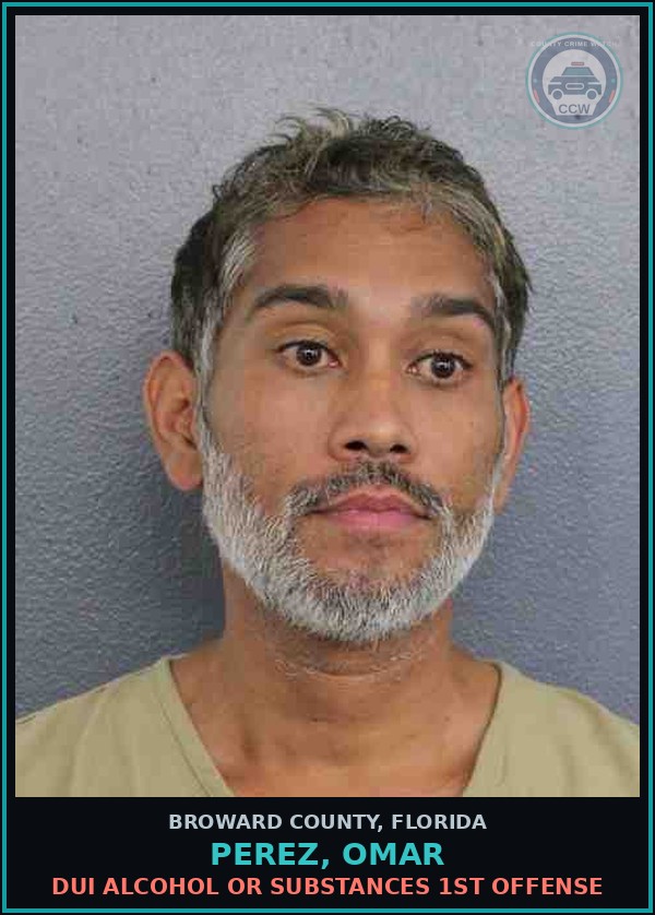 Booking mugshot of PEREZ, OMAR in Broward County