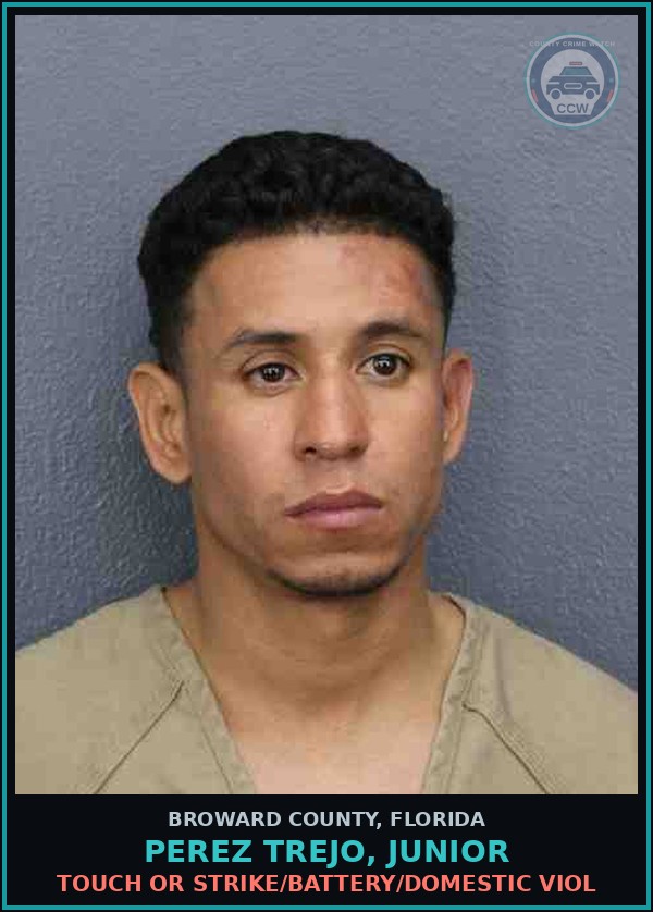 Booking mugshot of PEREZ TREJO, JUNIOR in Broward County