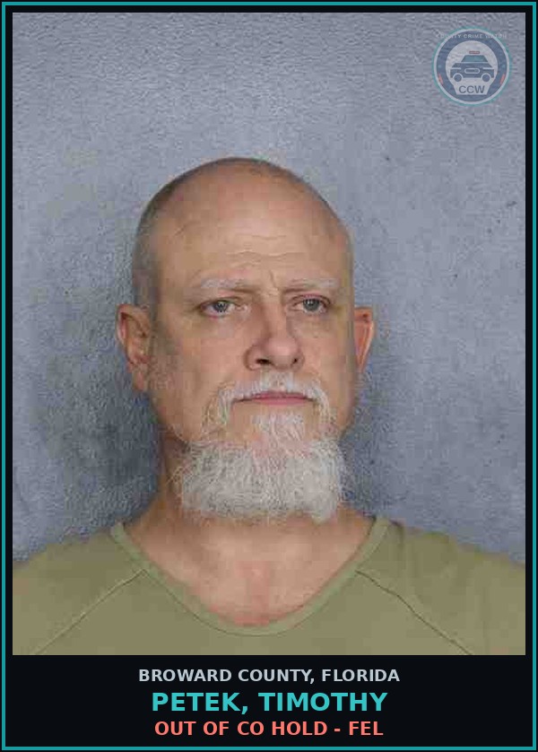 Booking mugshot of PETEK, TIMOTHY in Broward County