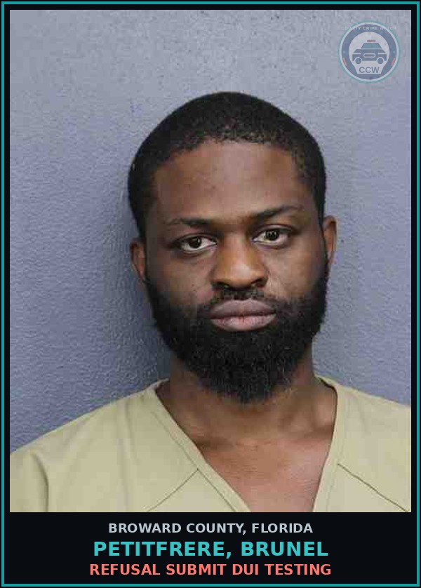 Booking mugshot of PETITFRERE, BRUNEL in Broward County