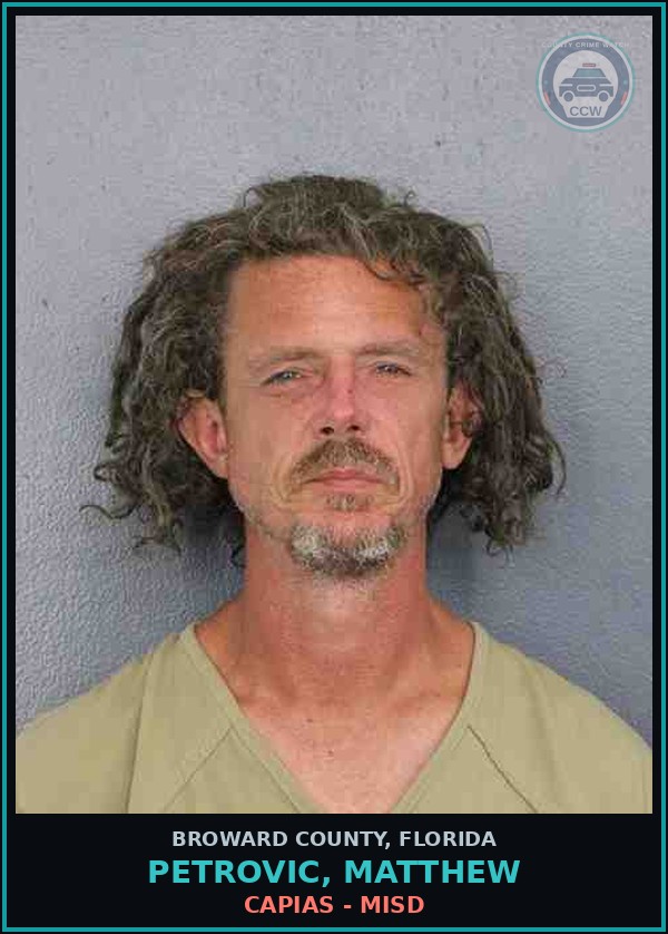 Booking mugshot of PETROVIC, MATTHEW in Broward County