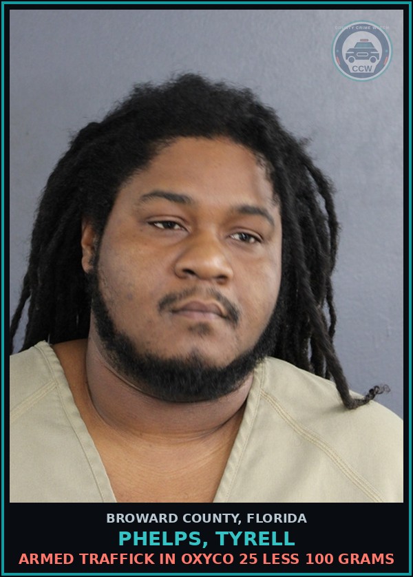 Booking mugshot of PHELPS, TYRELL in Broward County