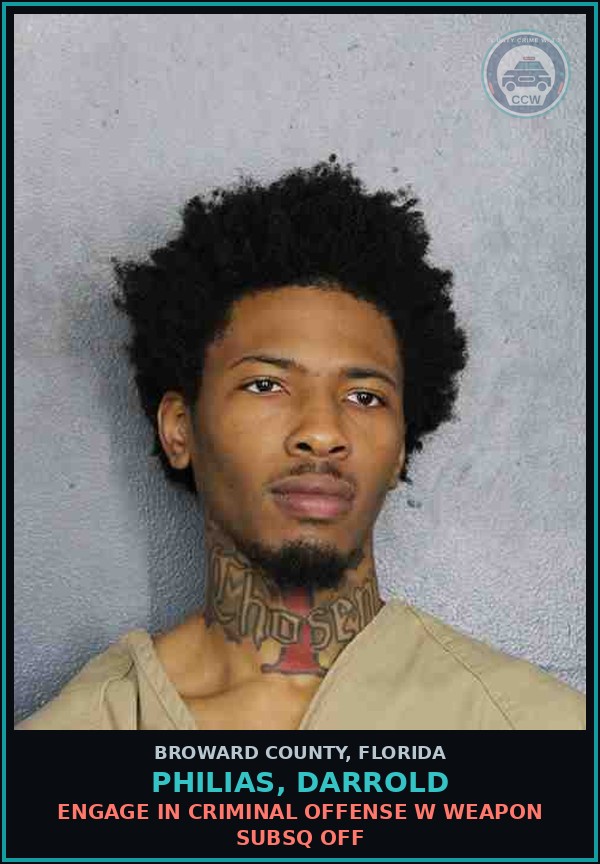 Booking mugshot of PHILIAS, DARROLD in Broward County