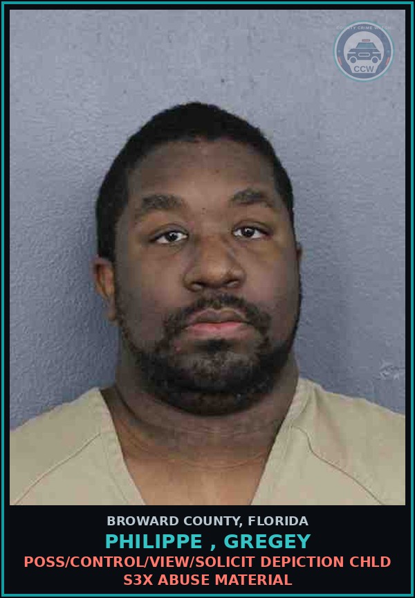 Booking mugshot of PHILIPPE , GREGEY in Broward County