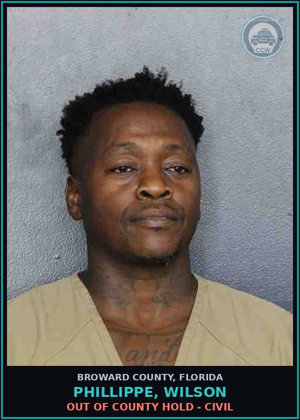 Booking mugshot of PHILLIPPE, WILSON in Broward County
