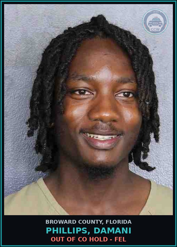 Booking mugshot of PHILLIPS, DAMANI in Broward County
