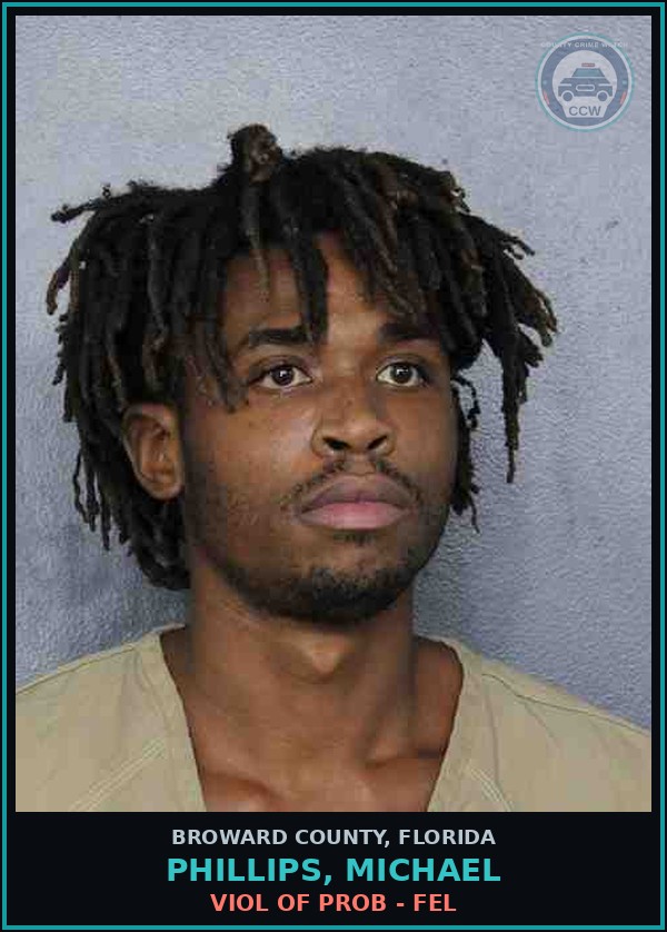 Booking mugshot of PHILLIPS, MICHAEL in Broward County