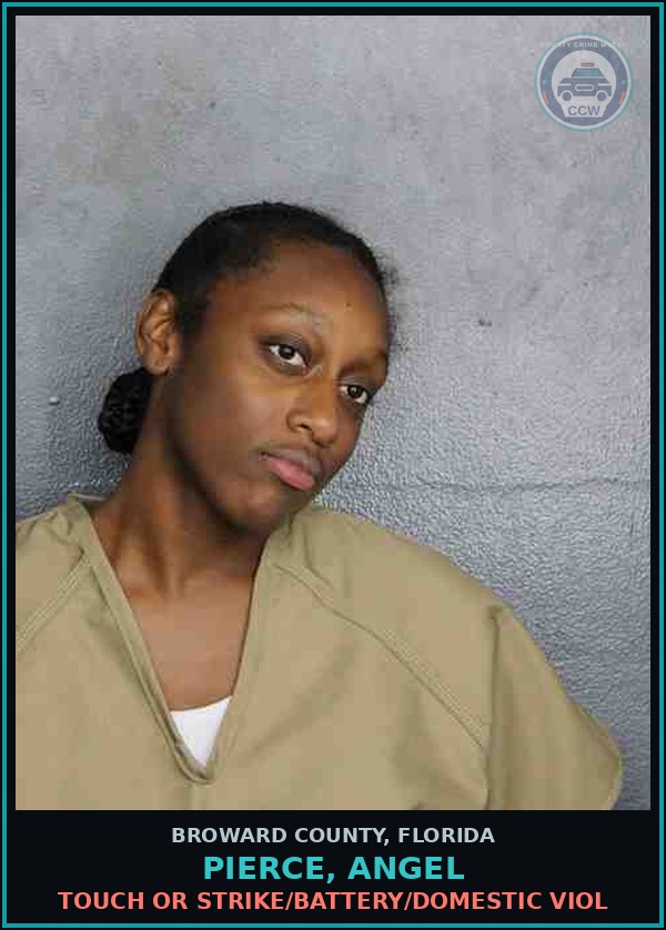 Booking mugshot of PIERCE, ANGEL in Broward County