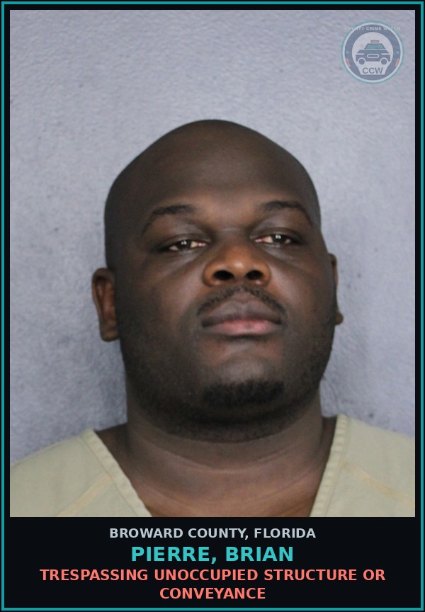 Booking mugshot of PIERRE, BRIAN in Broward County