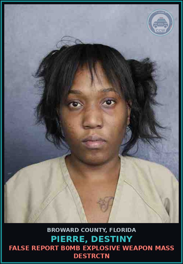 Booking mugshot of PIERRE, DESTINY in Broward County