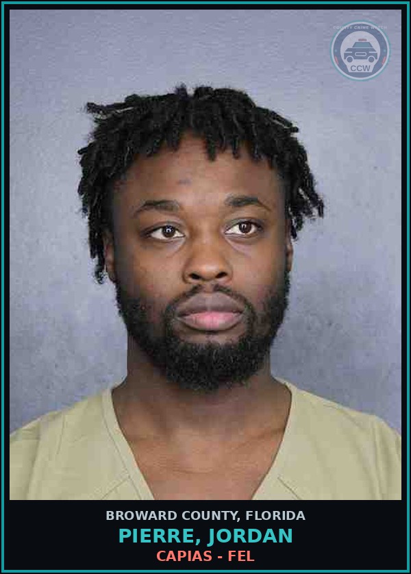 Booking mugshot of PIERRE, JORDAN in Broward County