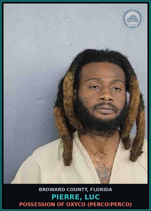 Booking mugshot of PIERRE, LUC in Broward County