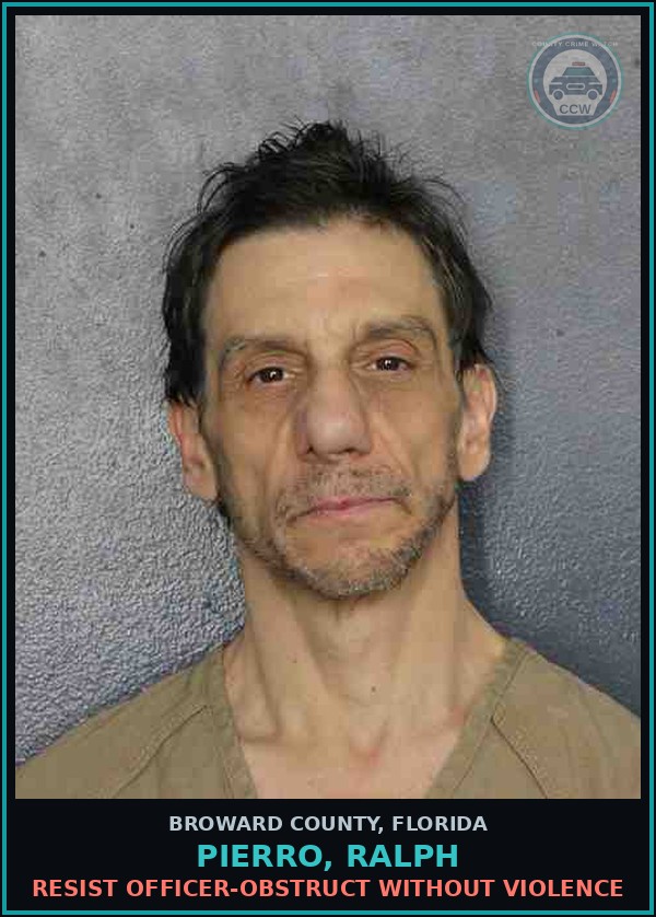 Booking mugshot of PIERRO, RALPH in Broward County