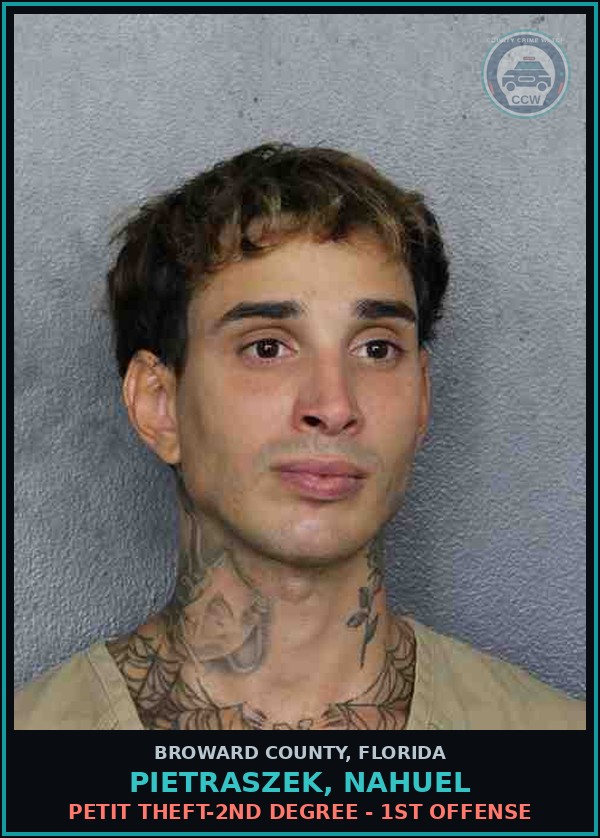 Booking mugshot of PIETRASZEK, NAHUEL in Broward County