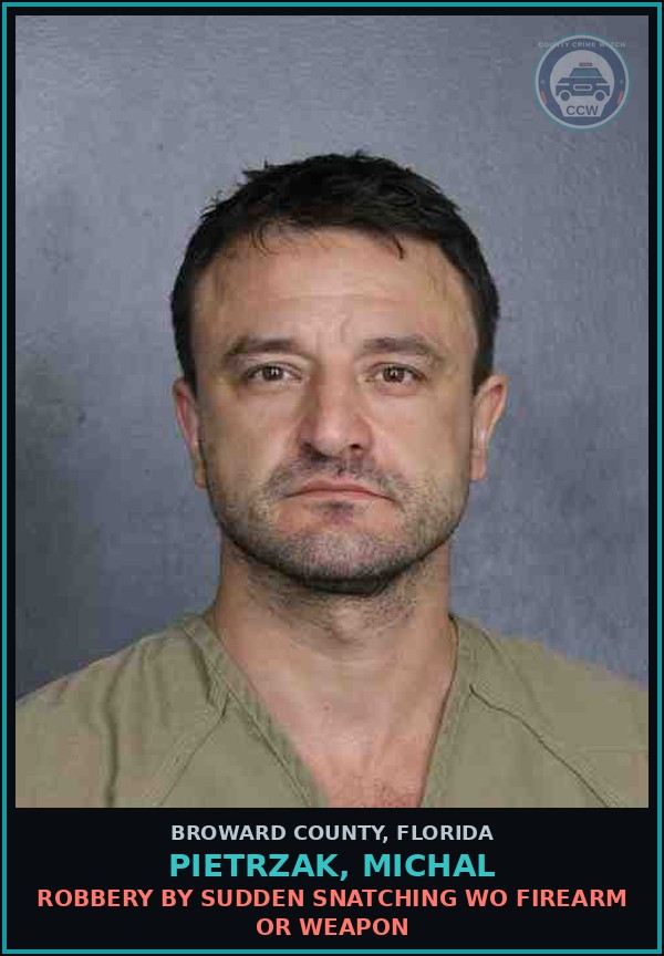 Booking mugshot of PIETRZAK, MICHAL in Broward County