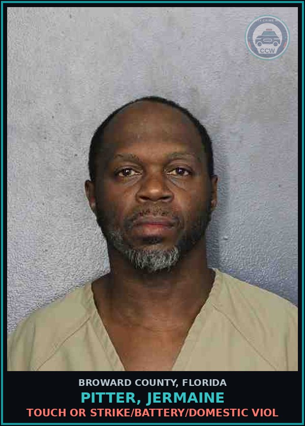 Booking mugshot of PITTER, JERMAINE in Broward County